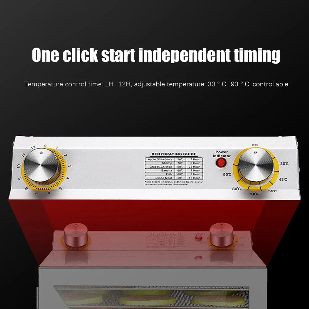 6/8/12/18 Layers Food Dehydrator Fruit Timing Temperature Air