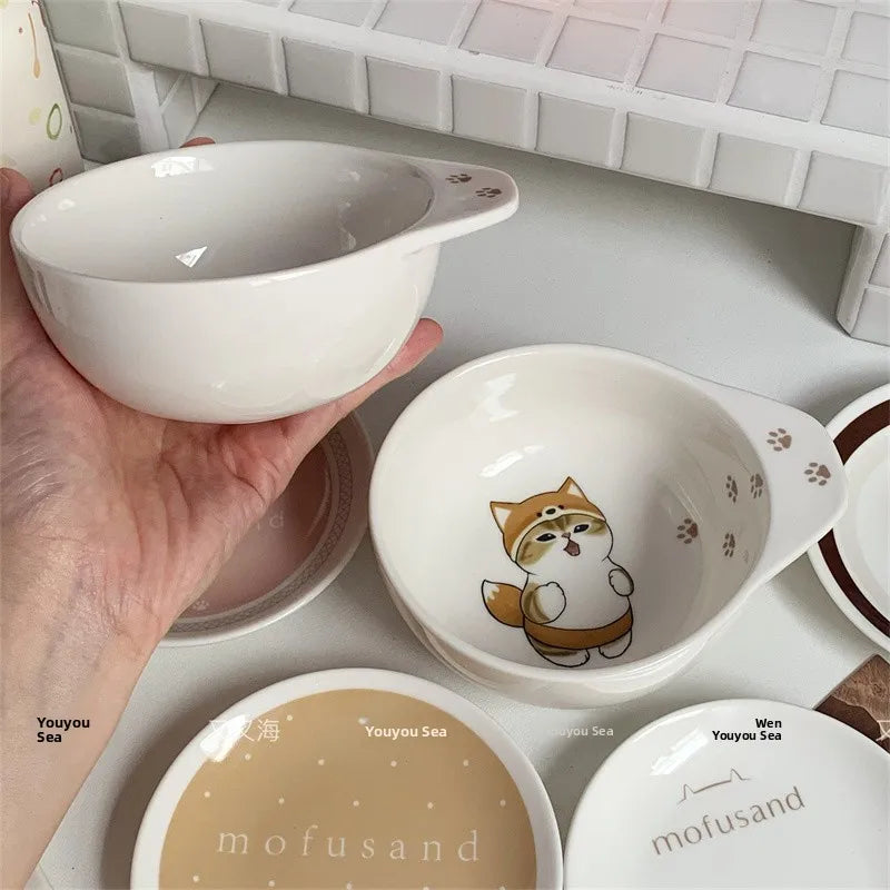 Adorable Ceramic Shark Dinnerware Small Bowl Soup Spoon