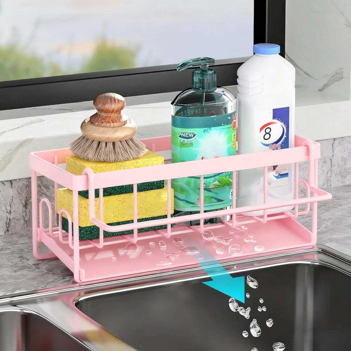 Sink Caddy Sponge Holder Self-Draining Sink Organizer Soap