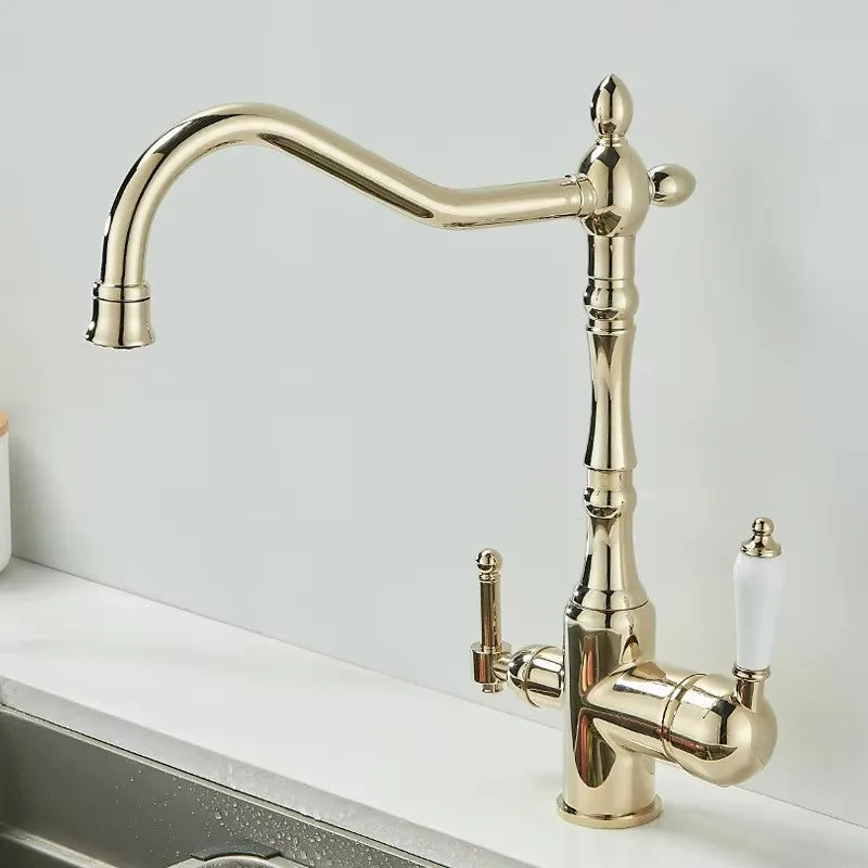 Antique Waterfilter Tap Faucet Gold Mixer Drinking Purify
