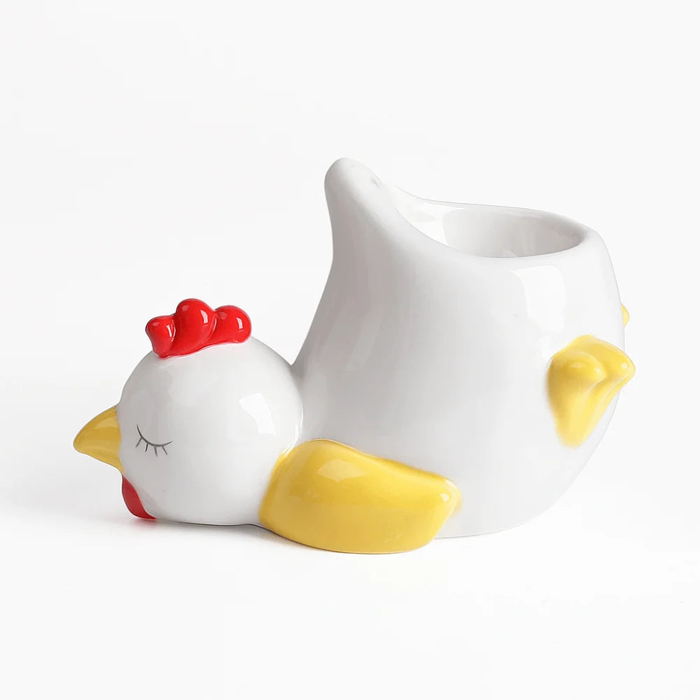 Ceramic Chicken Egg Cup Holders Funny Animal Creative