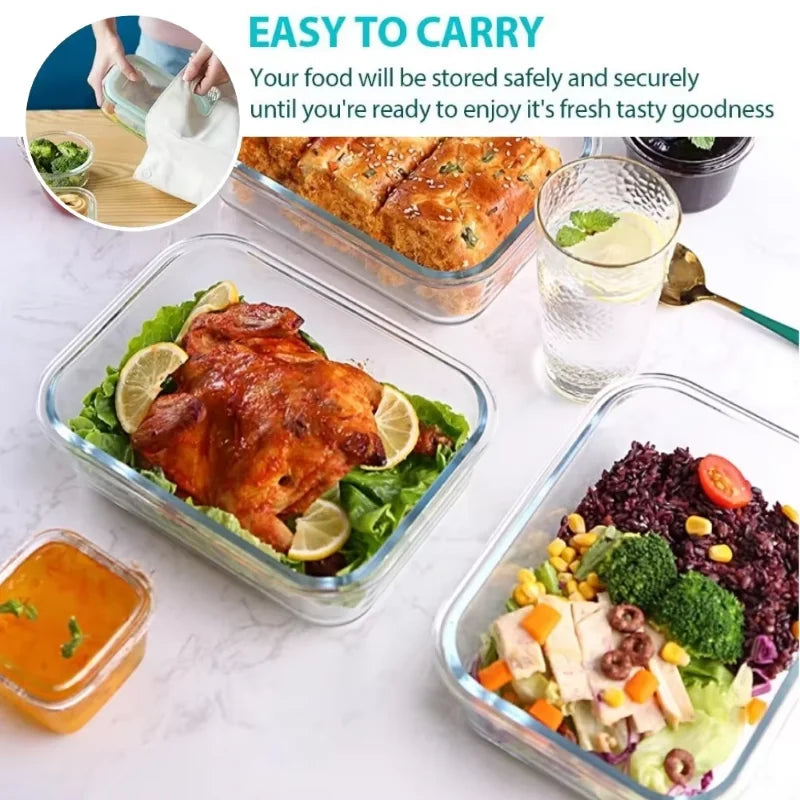 Transparent Glass Food Storage Container Heat Resistant Microwave