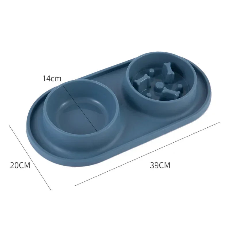 Dog Double Bowl Silicone Mat Cat Pet Food