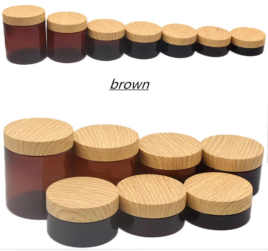 New100/120/150/200g/250g Pet Cream Jar Imitation Wood Grain Lid