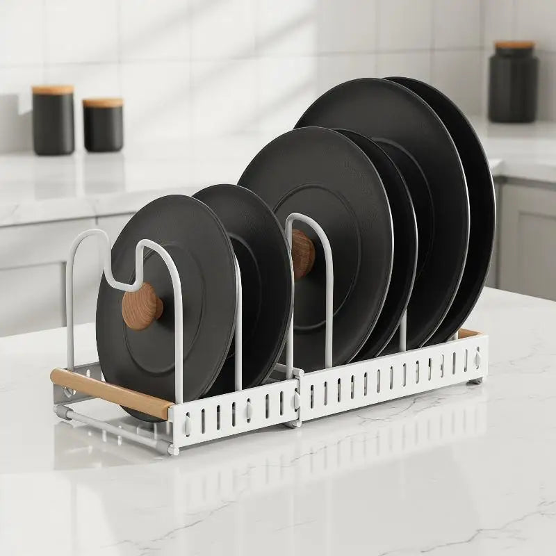 Expandable Pots Pans Organizer Rack Adjustable Rustproof Cookware