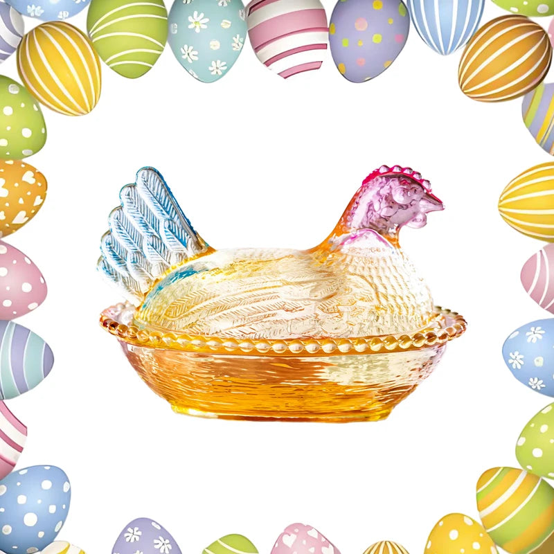 Dinnerware Retro Glass Candy Dish Hen On Nest