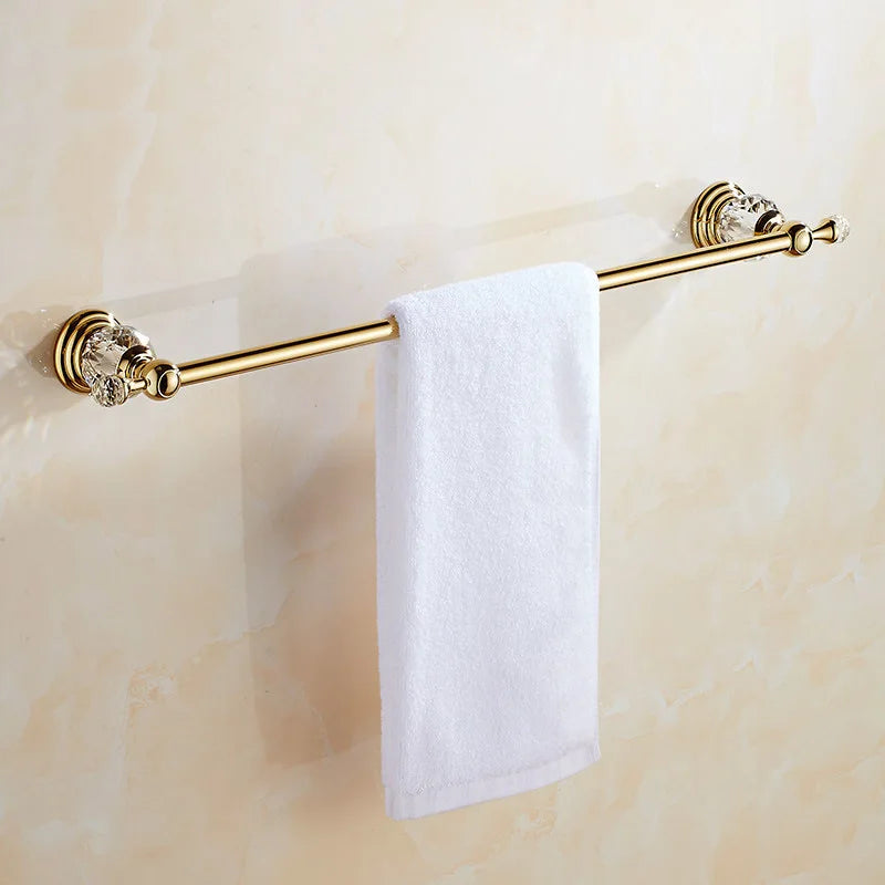 Shower Shelf Toilet Paper Holder Golden Crystal Wall