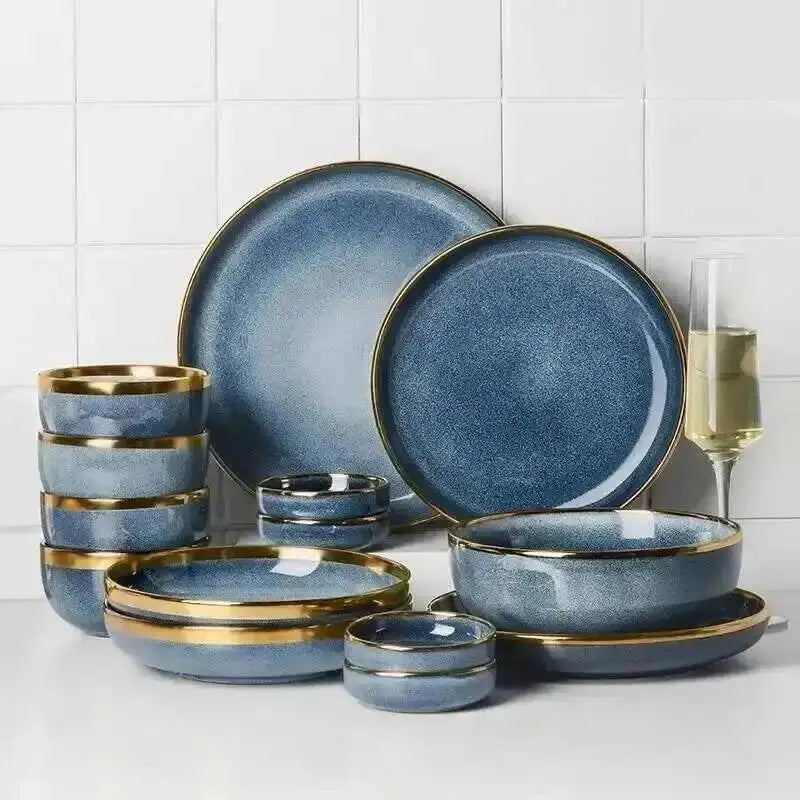 1pcs Ceramic Dishes Steak Dessert Dinner Plate Gradient