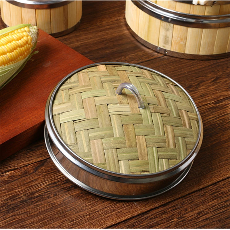 Reusable Round Bamboo Steamer Cover Dumplings Steaming Grid