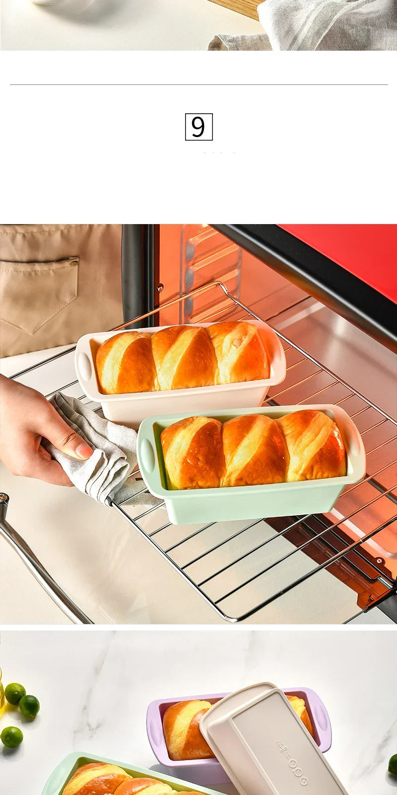 2pcs Loaf Pan Bread Toast Reusable Silicone Mold
