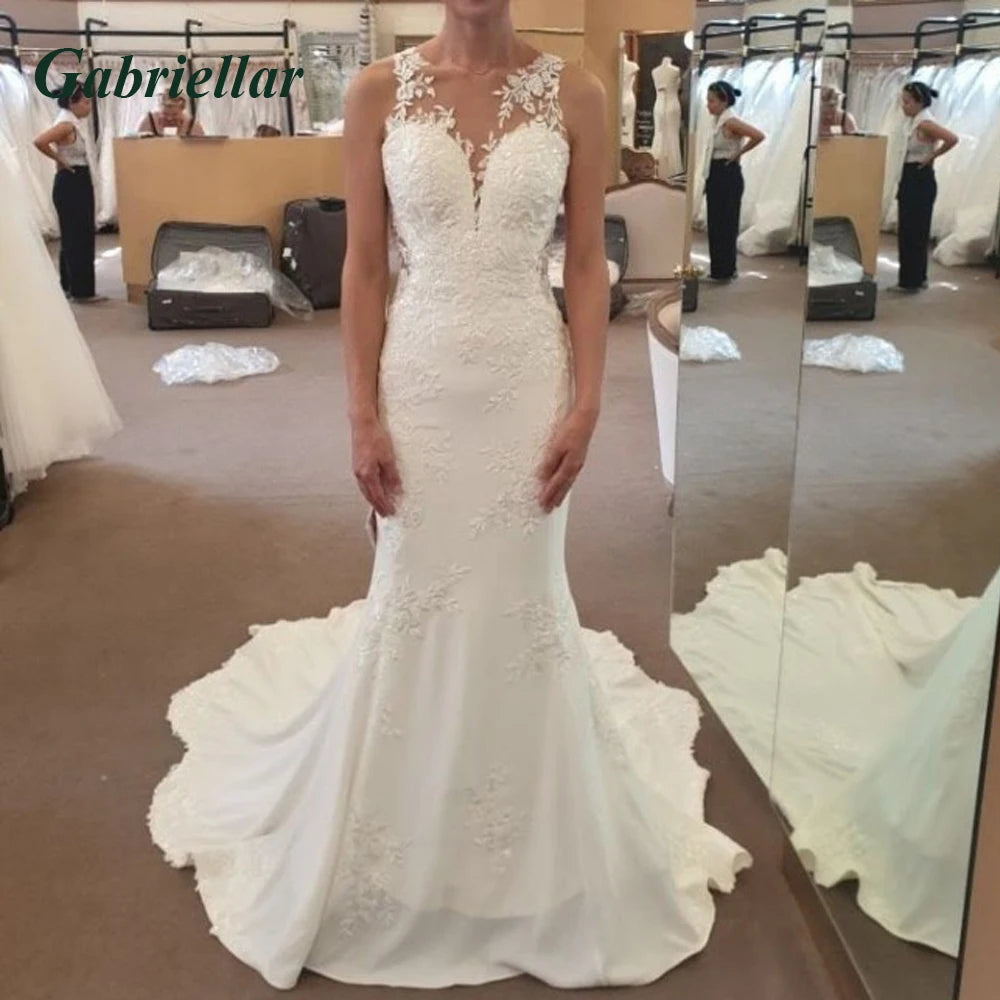 Gabriellar Attractive Wedding Dresses V-Neckline Sleeveless