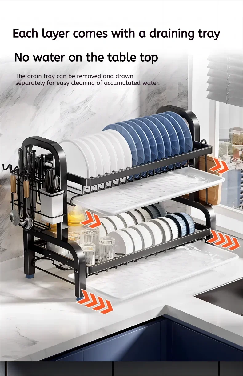 Dish Drying Rack 3-Tier Compact Dish Rack Drainboard