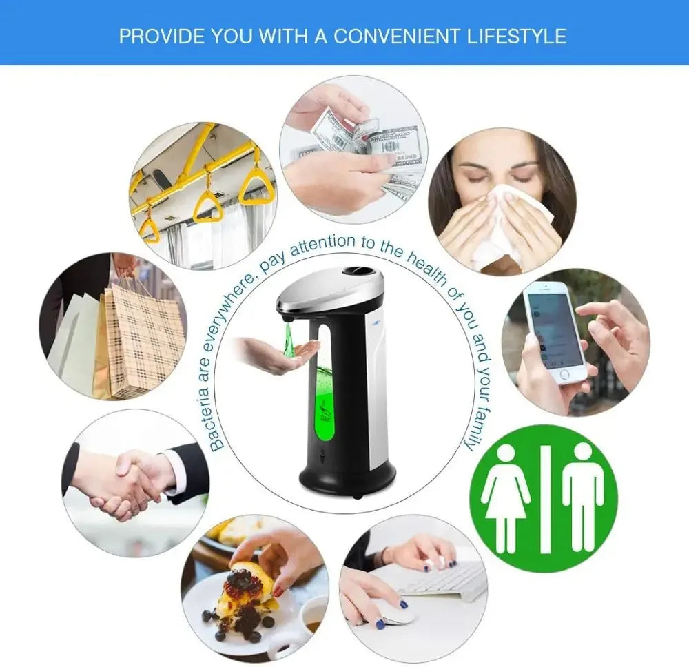 Touchless Automatic Liquid Soap Dispenser 400ml Hands-Free Sensor
