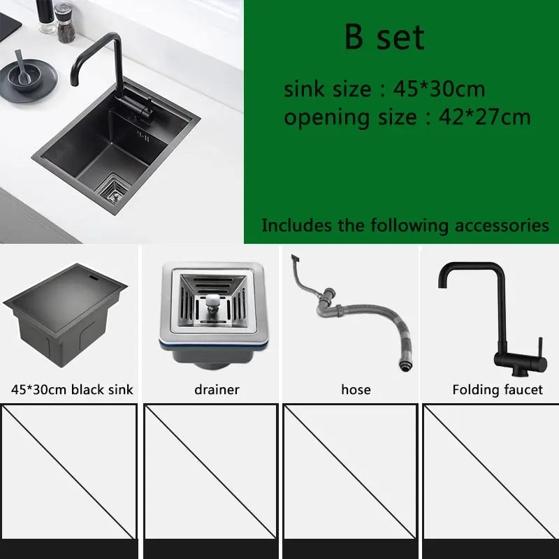Black Sink Hidden Bowl Bar Small Size Sink