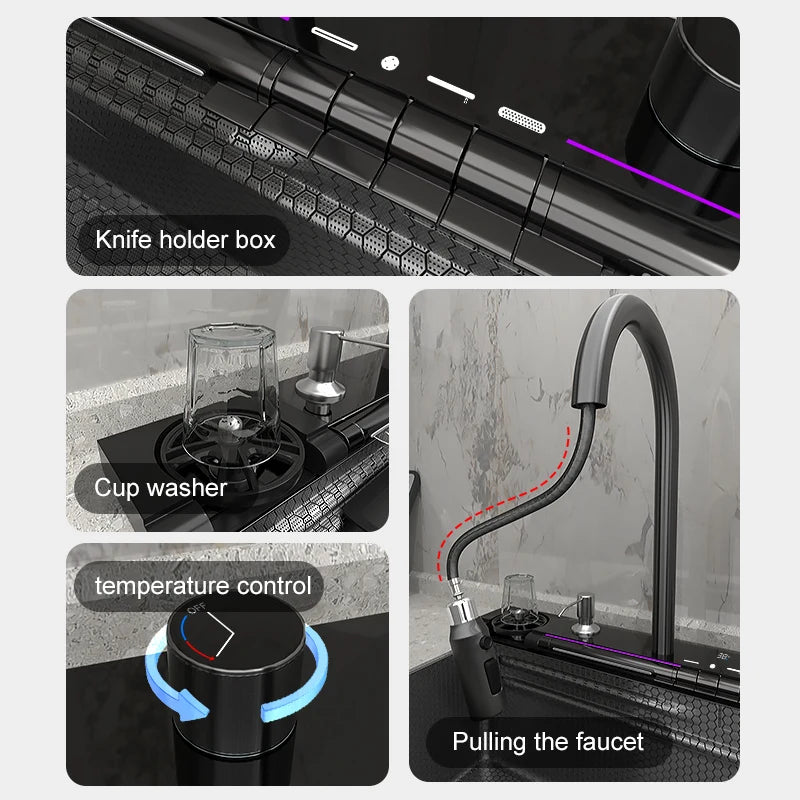Stainless Steel Sink Waterfall Wash Vegetables Basin Smart