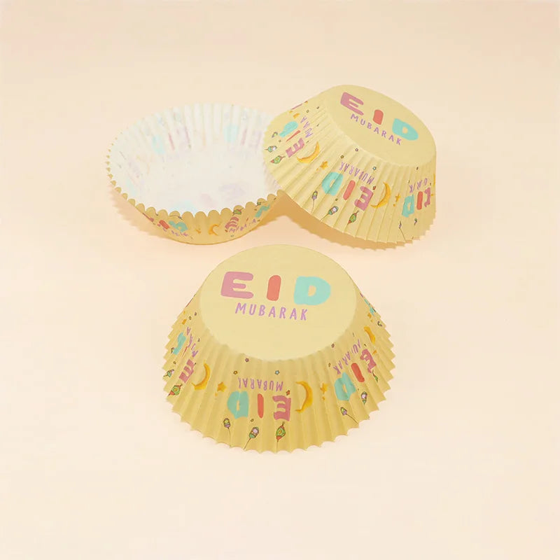 50pcs/Set Eid Mubarak Cupcake Paper Cups Ramadan Mubarak