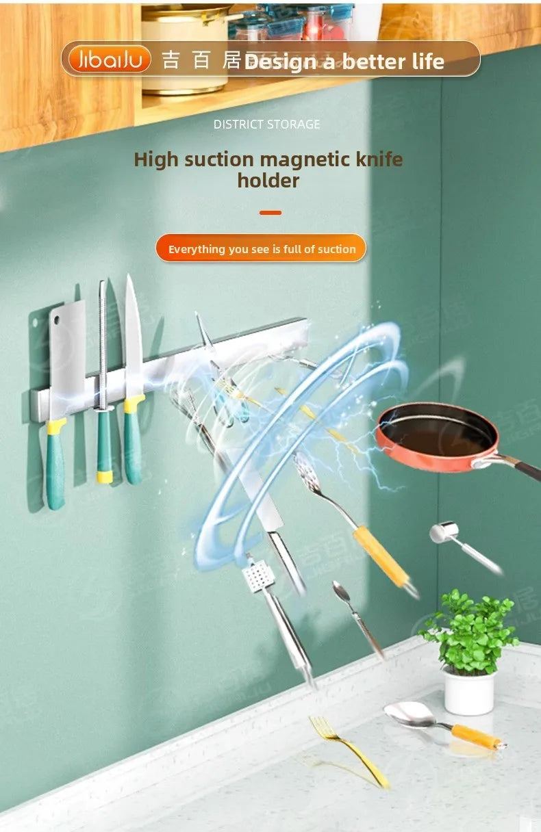 No Drill Magnetic Knife Holder Wall Strong Magnet