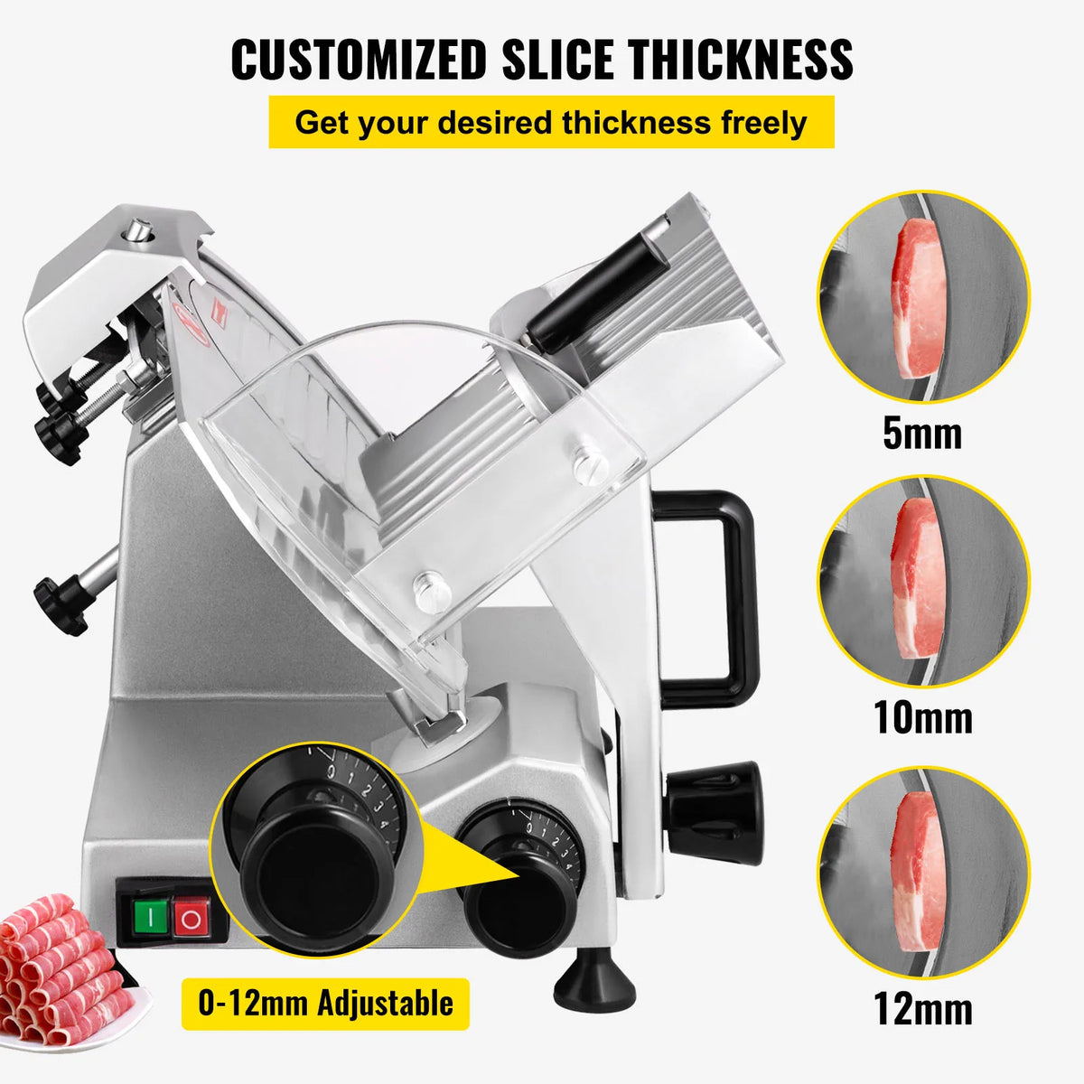 Succebuy Meat Slicer 8/10inch Carbon Steel Blade Electric