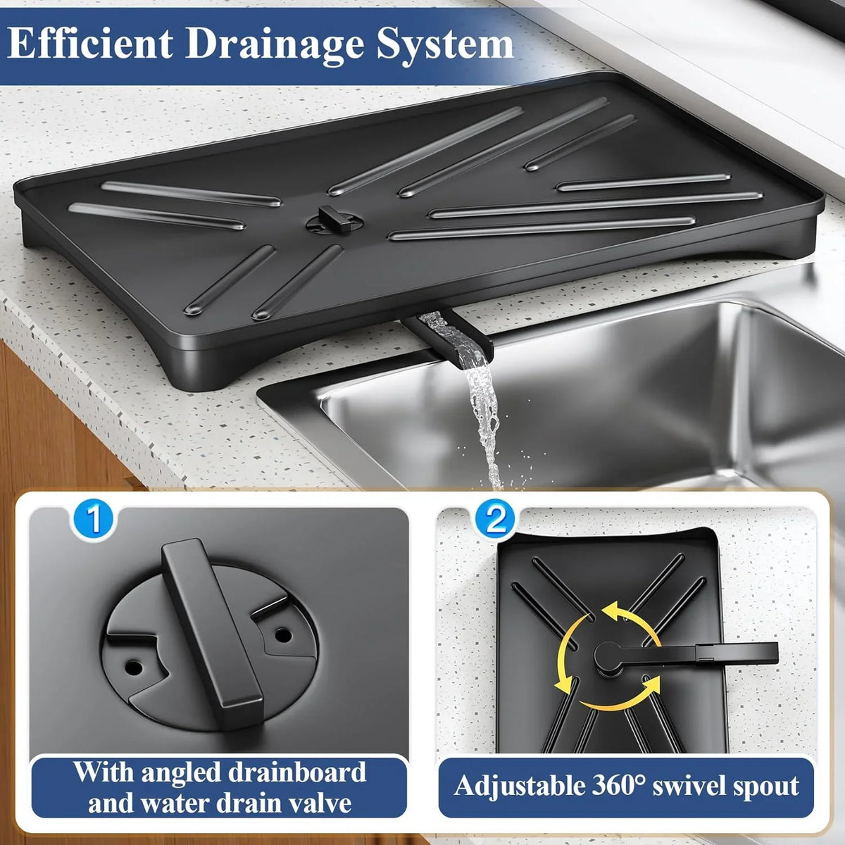Spacious Dish Rack Drainboard - Rust-Resistant Countertop Drainer