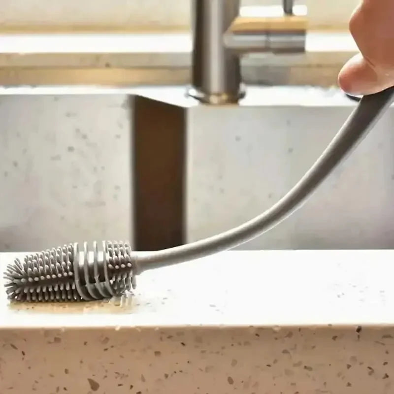 1/2pcs Long Handle Silicone Bottle Brush Cleaning Brush