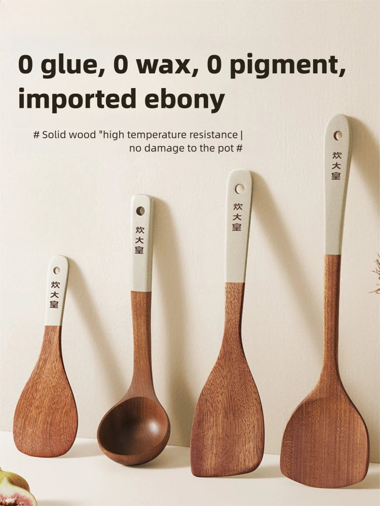 Cooker King Ebony Wood Cooking Utensils Heat Resistant