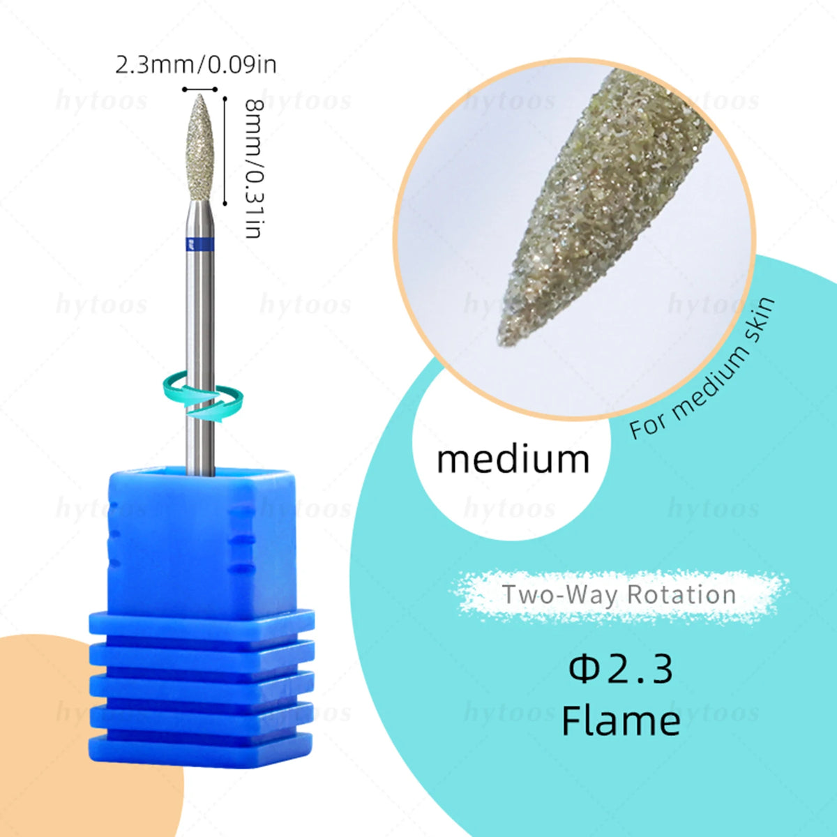 Hytoos Flame Cuticle Clean Diamond Nail Drill Bits
