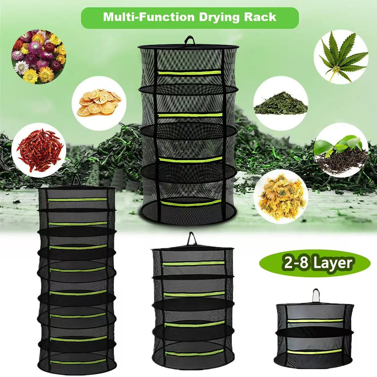 2/4/6/8 Layer Herb Drying Rack Net Vegetables Flower