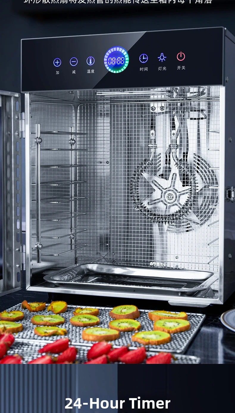 8-Tier Stainless Steel Food Dehydrator Commercial Power Digital