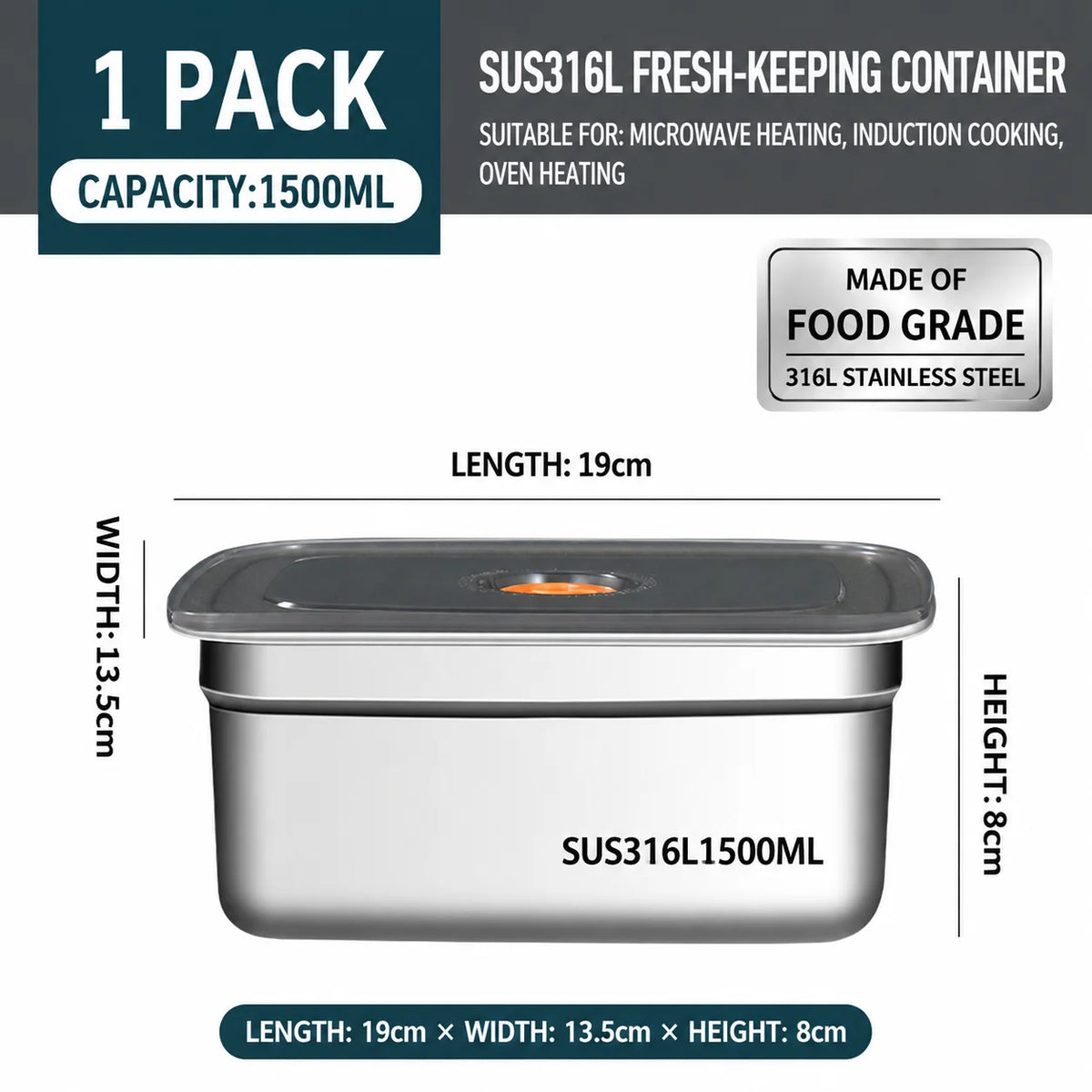 Fridge Storage Box 316 Stainless Steel Food Storage
