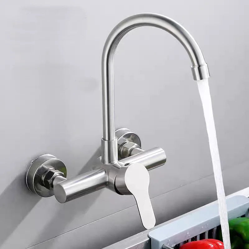 Wall Mount Sink Faucet 304 Stainless Steel Modes