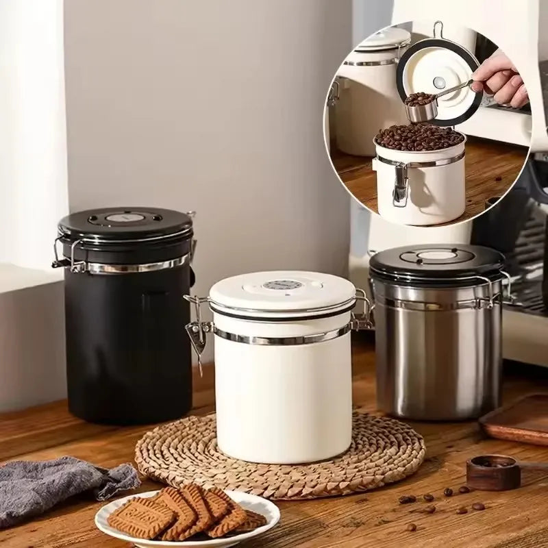 304 Stainless Steel Coffee Beans Vacuum Storage Jar
