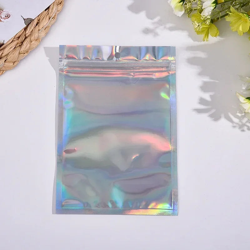 500pcs Laser Ziplock Bag Necklace Earrings Jewelry Gift