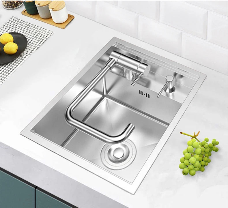 Nano Hidden Bar Sink Black Folding Faucet Silvery
