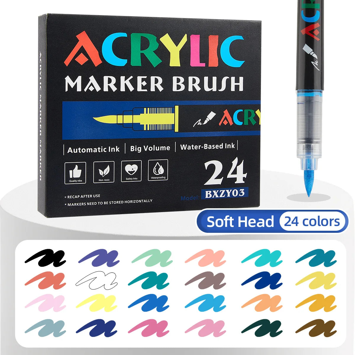 12-168 Colors Acrylic Paint Pens Markers Brush Tip