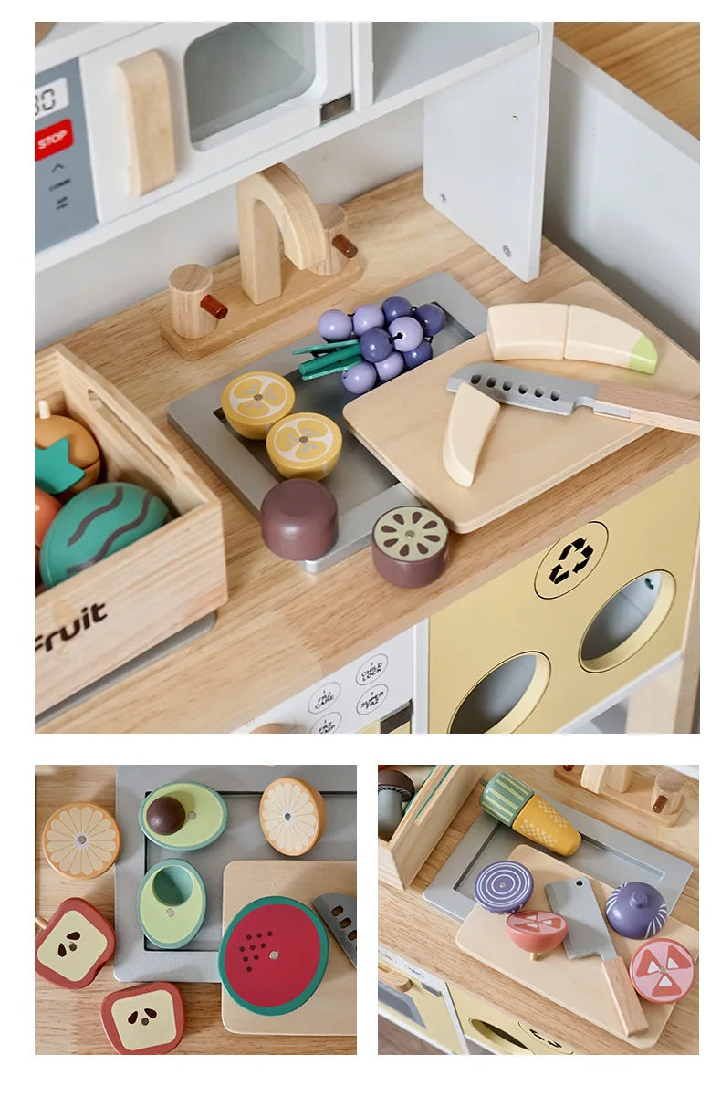 Wooden Pretend Play Toys Cutting Food Fruit Vegetable
