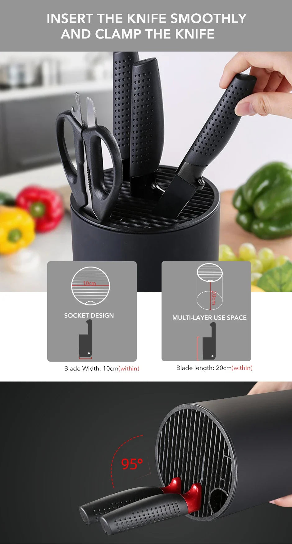 Knife Holder Multi-Function Utensil Stand Knife Block Pp