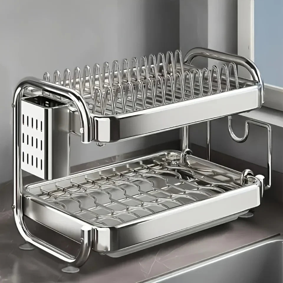 Dish Drying Rack Rustproof Big-Capacity Bowl Storage Shelf