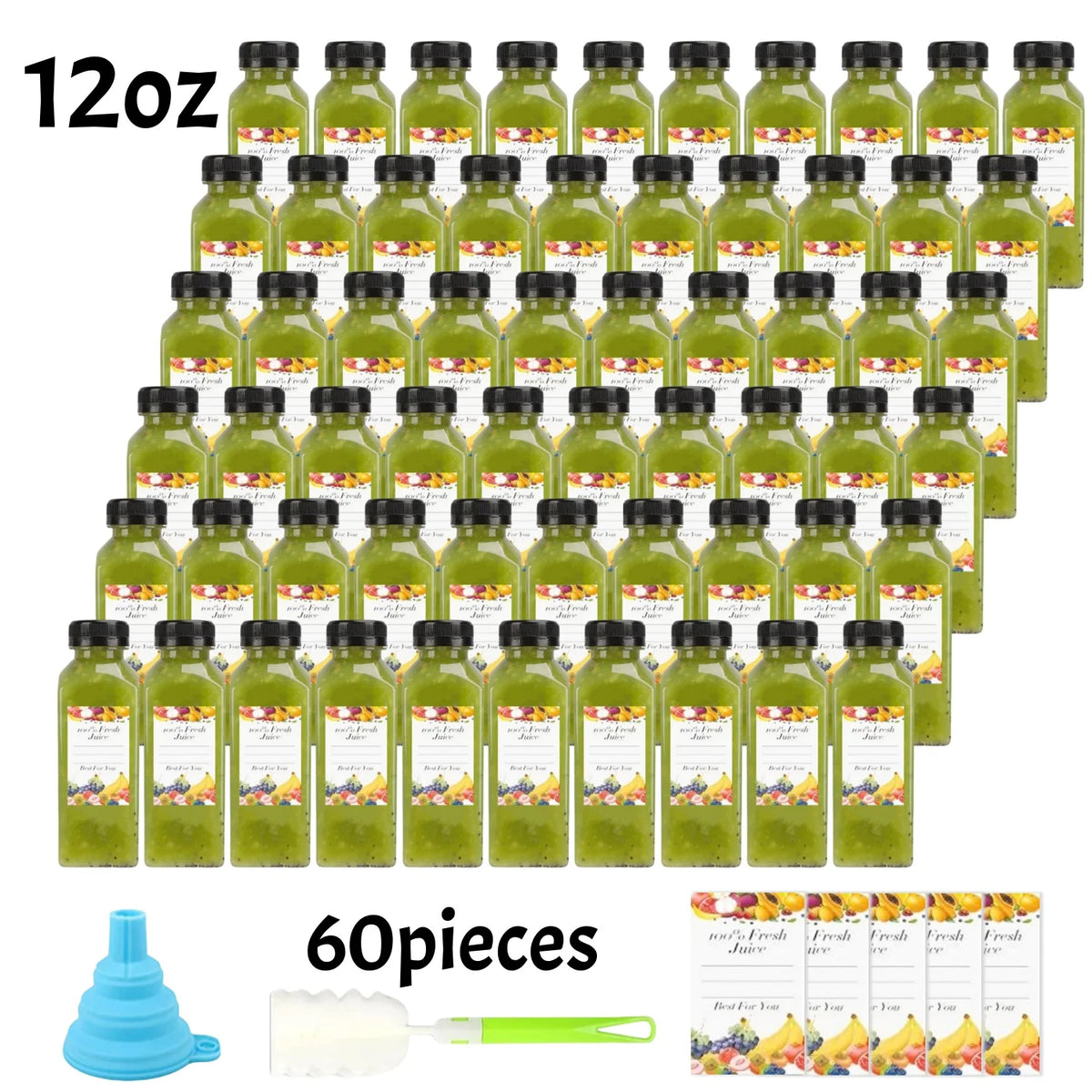 20-80pcs Plastic Juice Bottles 8/12oz Reusable Juice Bottles