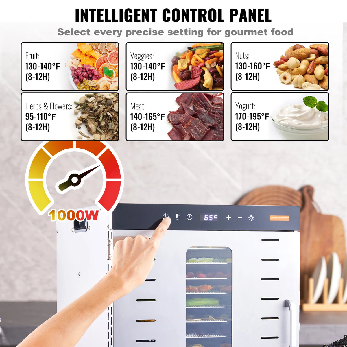 Succebuy Food Dehydrator Machine 10 Stainless Steel Trays