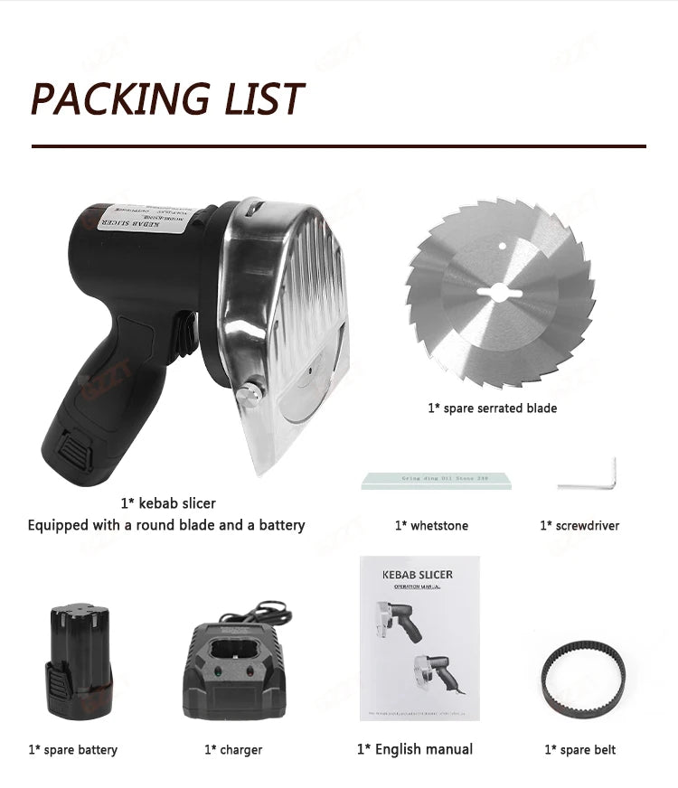 Gzzt Cordless Meat Slicer Battery-Charged Handheld Roast Meat