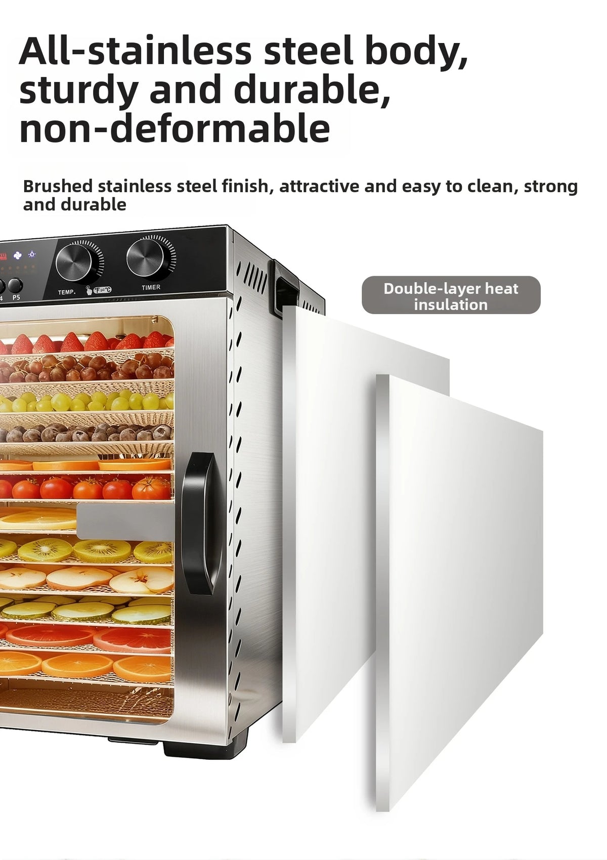 12-Tier Compact Food Dehydrator Multi-Purpose Dryer Jerky Fruits