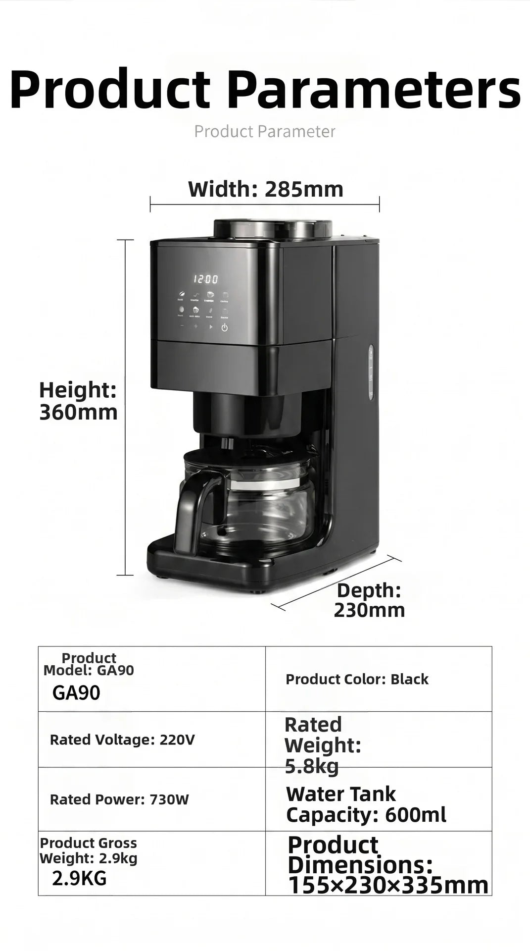 Automatic Coffee Maker Built-In Grinder & Cold Dual