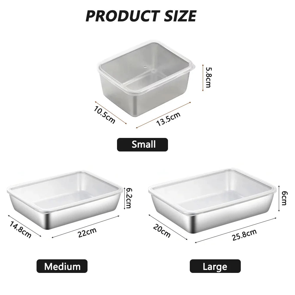 Stainless Steel Square Plate Thickened Lunch Bento Box