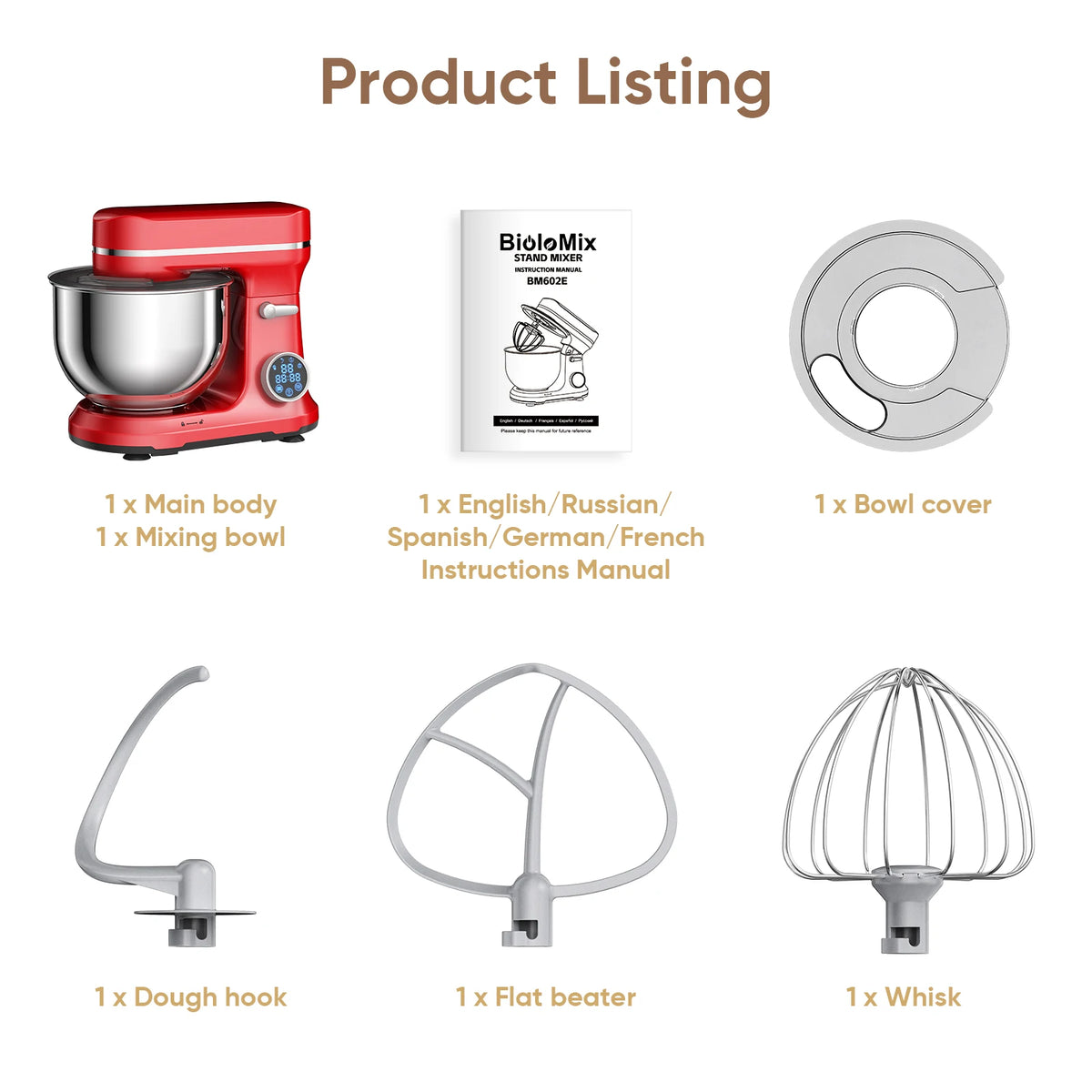 Biolomix 11-Speed Professional Stand Mixer 1200w Dc Motor
