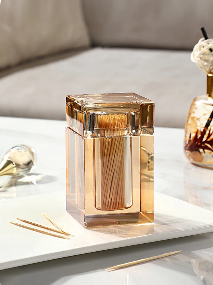 Luxury Crystal Glass Toothpick Box Barrel Dining Table