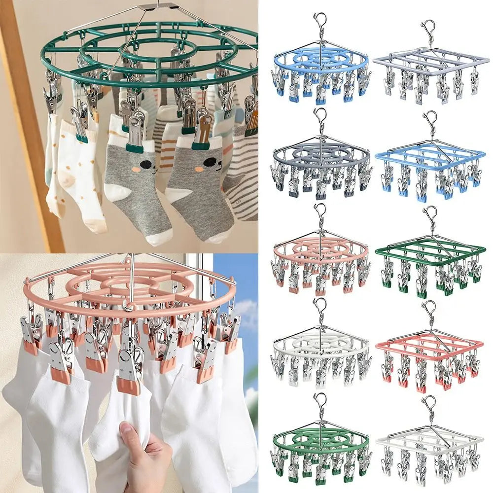 Stainless Steel Clothes Drying Rack Non-Slip 18/24 Clips