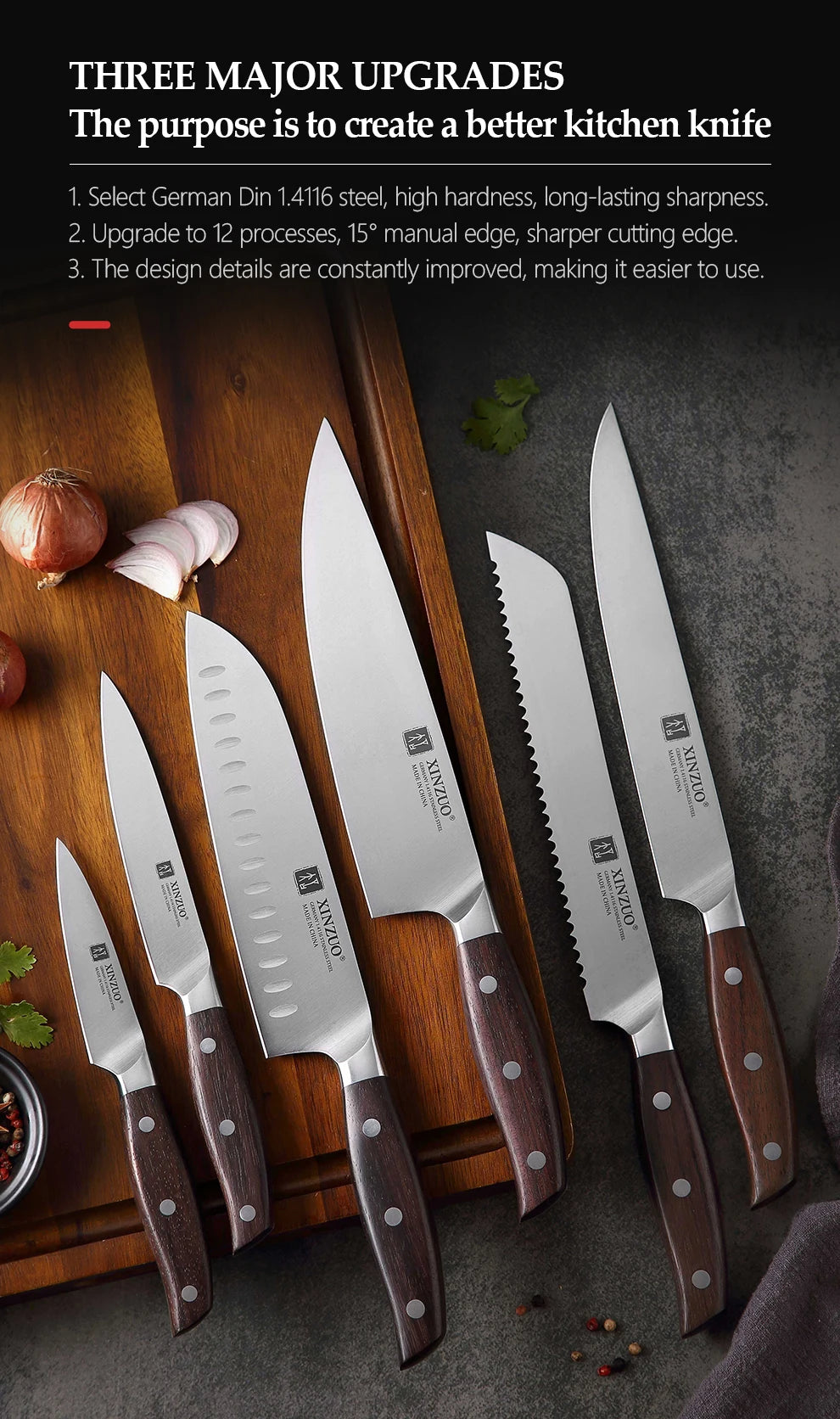 Xinzuo Knife Utility Cleaver Chef Bread Fruit Santoku