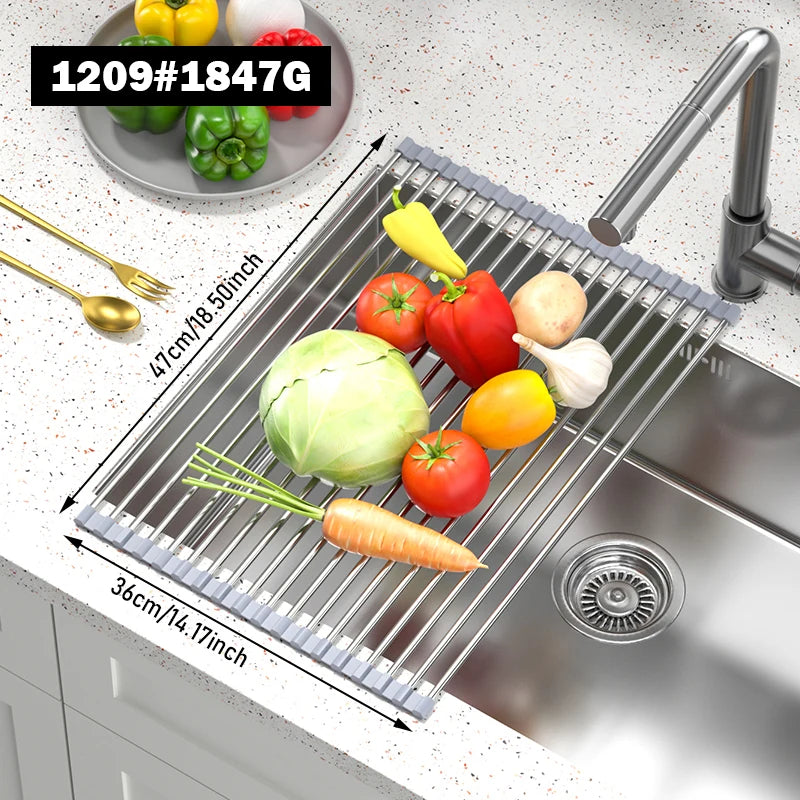 Roll Up Dish Drying Rack Over Sink Stainless