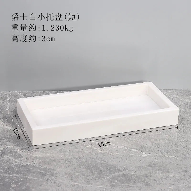 1pc White Natural Marble Bathroom Luxury Soap Dispenser