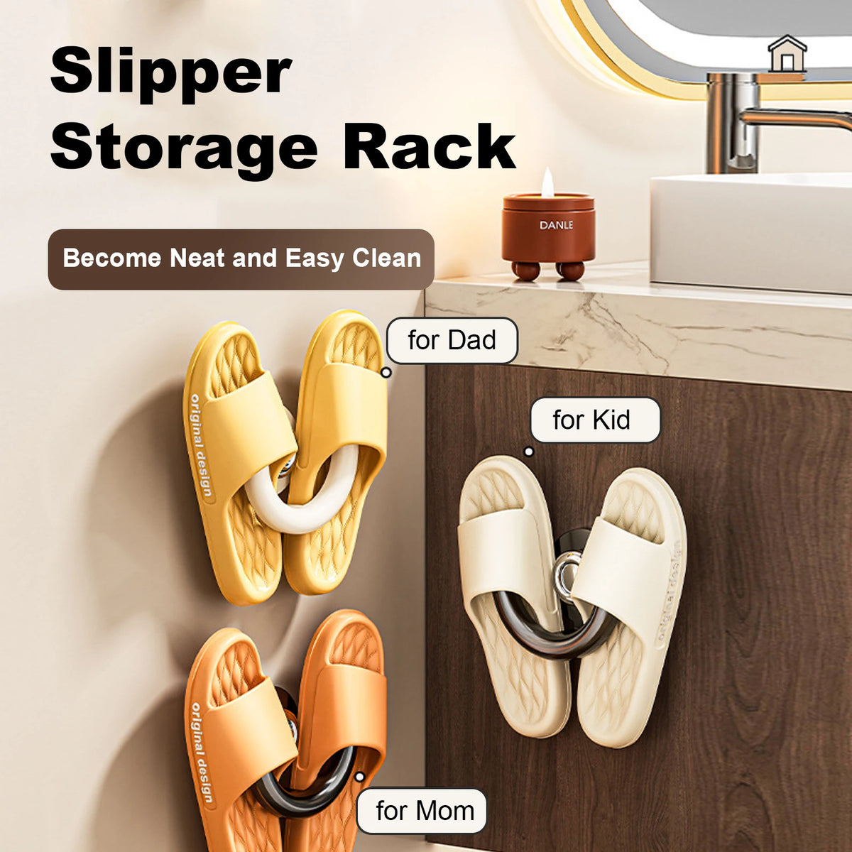 Slippers Rack No Punching Bathroom Simple Slipper Hook